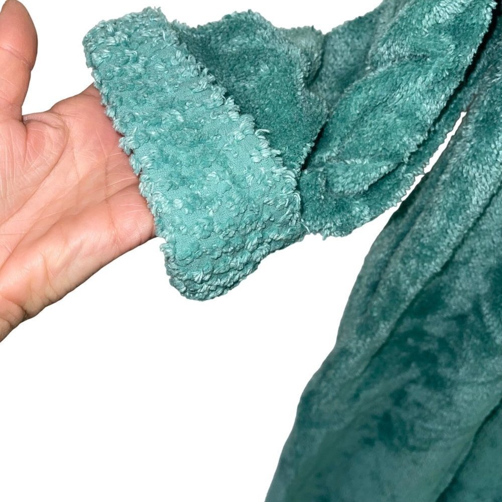 New Stan Herman Vintage Womens Robe Size 1X Green Chenille Half Zipper Front - Picture 8 of 14